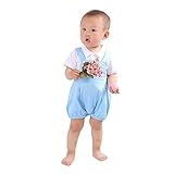 Famukaベビー　ボーイズ　コットンオーバーオール カートゥーンサロペット　コットンロンパース（ライトブルー　9-12M(72CM-78CM)）??