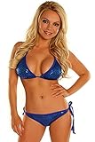 Daisy Beachwear Women's Royal Blue Sequin Pucker Back Bikini Blue Small [並行輸入品]