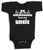 Lil Shirts I Get My Awesomeness From My Uncle Baby Bodysuit (0-3 Months Black) [並行輸入品]
