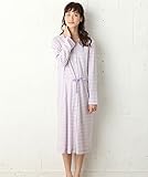 Angeliebe エンジェリーベ マタニティ パジャマ 授乳口付き スムース ボーダー ネグリジェ 妊婦服 産前 産後 前開き （mutti ei） L ラベンダー 21932 21932370