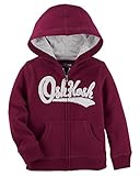 OshKosh B'Gosh Boys' Striped Fleece Logo Hoodie (24 Months Maroon) [並行輸入品]