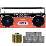 アイワ ラジカセ audio -G RCP2 レッド GAA4-RCP0002 (RD) 単2電池4本入 カセットテープ5本入 セット
