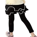 Plus Nao(プラスナオ) レギンス スカート付きパンツ レギンス付きスカート ベビー キッズ 女の子 ボトムス フルススカート 2段フリル 無地 ブラック 110cm