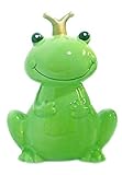 セラミック製 王様カエル貯金箱 長さ8.25インチ