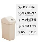 ゴミ分別ラベル 6種類セット 透明 黒文字 1シート 日本語英語表記 130×190mm ゴミ箱用 PVC 防水 耐水性 NYANDELMO ND-0225-R01-CLR-BK-1sheet