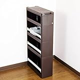 【キッチン ストッカー】【収納 ストッカー】着いたらすぐに使え わずか１７ｃｍの隙間に収まる スリムストッカー ラック Aタイプ ４段 BR