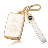 トヨタ車用 キーケース ヴェルファイア 20系 キーカバー エスティマ ノア 60系70系 ヴォクシー 60系70系 ヴェルファイア アイシス オーリス ist アリオン マークXジオ スマートキーケース TPU製 軽量 傷防止 おしゃれ (金ーホワイト)