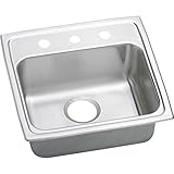Elkay LRAD1919453 3-Hole Gourmet Lustertone 19-1/2-Inch x 19-Inch Single Basin Top-Mount Stainless S