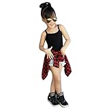 Domybest子供服 女の子 セットアップ キッズ服 キッズTシャツ トップス+デニムショートパンツ 上下 2点セット チュニック 赤ちゃん キッズ ガールズ カジュアル お出かけ 普段着 春 夏 
