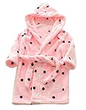 Plus Nao(プラスナオ) ルームウェア 部屋着 バスローブ ガウン アウター フード付き 前開き もこもこ モコモコ ふわもこ 長袖 キッズ 子供 140 水玉【ピンク】