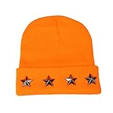 POTOJP カッコイイ スターリベット付け ニット帽子 赤ちゃん 無地 帽子 女の子 男の子 秋冬 防寒・保温 ハット ウールキャップ (OR)