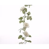 キラキラ雪 シルクローズ ガーランド 造花 花飾り アーティフィシャルフラワー (170cm) (ホワイト)