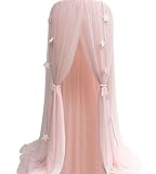 HUNTERMAX 蚊帳 天蓋 オシャレ カーテン モスキートカーテン 虫除け 可愛い円形蚊帳 ロマンチック お姫様 気分 吊り下げタイプ 取り付け簡単 収納便利 部屋飾り 子供部屋カーテン 7色 (