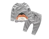 ツバメ--屋　キッズ ニットセーター ベビー服 男の子 Tシャツ ズボン セット 丸首 長袖 サメプリント 子供服 こども 男児プルオーバー 秋冬トップス ボーイズ カジュアル (120, グレー)