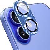CeiLarv カメラフィルム iPhone 16 / iPhone 16 Plus 用 カメラ保護 全面保護 9H強化ガラス 黒縁取り アルミ合金 国産旭硝子素材 耐衝撃 高透過率 気泡なし 液晶画面保護 カメラレンズ保護フィルム 貼り付け簡単 キズ防止 露出オーバー防止 自動吸着 アイフォン16/16 プラス 対応 - ブルー