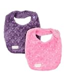 NEWBORN Baby DROOLER Bib Set (2) in Light Pink & Purple Dimple Minky by Polka Dot Moon