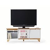 フレンチカントリー フラップ扉付ディスプレイボード ホワイト×天然木 省スペースタイプ TVボード ローボード ノーブランド品