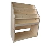 Make Woood 斬新なデザインの絵本棚 キッズブックシェルフ【完成品】ハンドメイド 木の香りと温かみのある雰囲気 ナチュラル 素材 スリム 54cm スロープのカット を一新 おしゃれな デザイン ザウルスタイプ (ICO-BKSF/