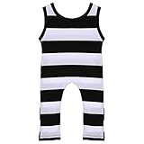 サクララ(Sakulala) ベビー ロンパース 子供服 キッズ ボーダー柄 オーバーオール 男の子 タンクトップ ロングパンツ 足つき カバーオール ボディスーツ 肌着 お着替え簡単 新生児 出産祝