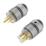 Preffair オーディオ用電源プラグ真鍮 3ピン 電源コネクタ 15A/ 125V 10A/ 250V 自作電源プラグ18MMワイヤー適用オーディオ用パワープラグ IEC320C13コネクター ペアハイエンド オーディオグレード AC電源プラグ オーディオケーブル、オーディオ電源ケーブル、オーディオ用電源コード用 メス-オス (金メッキ)