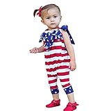 sacowベビーロンパース、新生児Girls Star Print Romper全体的なストライプストラップClothes (6 – 24ヶ月) 100 レッド 0202