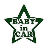星型 Baby in car カッティングステッカー ダークグリーン 深緑