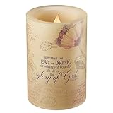 Floral Inspirations Collection Flickering Flameless Wax Pillar Candle (Small 4 x 5 7/8 inch) - 1 Cor