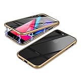 YSAN iPhone7Plus iPhone8Plus ケース アルミバンパー 両面ガラス 360度全面保護 クリアフルカバー 表裏磁石 耐衝撃 マグネット式 人気 薄型 Qi充電対応 (iphone7plus/iphone8plus, ゴールド)