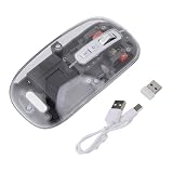 ワイヤレスマウス、2.4G / Bluetooth/有線マウス 800/1200/1600 調整可能な DPI USB 充電式透明コンピュータマウス USB レシーバー付き (GREY)