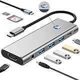 Leehitech 9-in-1 ドッキングステーション【4K HDMI+USB 3.0+2*USB 2.0+PD100W 充電+Type C データ転送+3.5mm ヘッドフォンジャック+TF&SDカードスロット搭載】多機能を同時に使用。Macbook Air/Pro、Rog Ally、Dell、XPS、HP、Surface Go、Samsung、Lenovoなどに対応