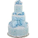Lil' Baby Cakes Blue Lace 3 Tier Diaper Cake by Lil' Baby Cakes