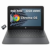 HP 2022 11.6インチ HD ディスプレイ Chromebook ノートパソコン Intel Celeron プロセッサー N3350 4GB RAM 32GB eMMC Intel HD Graphics 500 HD ウェブカメラ HDオーディオ USB-C Chrome OS グレー 32GB SnowBell microSD カード