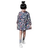 BOBORA　韓国風　女の子　花柄ワンピース　長袖　イエロー＆ブルー　綿　春夏　子供服　130　5－6歳