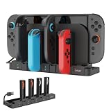 Switch 2 用ジョイコン用 充電器【新登場8in1】PhyiFlbey 兼容Switch & Switch 有機EL ジョイコン用 ニンテンドースイッチ2 用 4台同時チャージャー可能 収納 一体型 Joy Con用 コントローラー充電 Switch 2 用充電スタンド 省スペース 取付簡単 ジョイコン右/左 LED指示ランプ付き（ブラック） (Switch 2/Switch対応)
