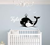 カスタム名波Birds and Whales動物シリーズ – Baby Boy – 保育園壁デカール用ベビールームデコレーション – 壁画壁デカールステッカー用ホーム子供の寝室( mm100 ) Wi