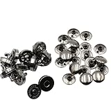 KUKU工房 両面カシメ式 マグネットホック マグネットボタン レザークラフト 材料 金具 10組セット (14mm, ガンメタブラック)