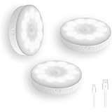 NeoClear 充電式 スイッチ付き LED人感センサーライト 室内 明暗センサー マグネット 両面テープ付き 3個入 昼白色