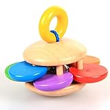 leegor Wooden Baby Rattles Grasp Play Game Teething Infant Early Musical教育玩具 10cm イエロー Leegor-308154