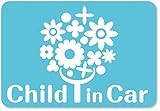 imoninn CHILD in car ステッカー　【マグネットタイプ】　No.28　幸せの花　（水色）