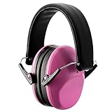 Patech 防音イヤーマフ 遮音値25dB 折り畳み型装着感良好 ANSI S3.19 & CE EN352-1認証済み 聴覚を保護する耳覆い プロフェッショナル子供/キッズ用(ピンク)
