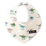 赤ちゃんにやさしい安心スタイ・ビブ・よだれかけ（三角・日本製）　コットン100％　吸水　吸湿　お出かけ　スタイ　三角タイプ　恐竜王者が大集合（生成）　B0201800　日本製