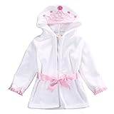 Onuneed　ベビー用バスローブ　ぬいぐるみ　可愛い　着心地良い　固定ベルト付き　FD56 (4-5歳, ピンク王冠)