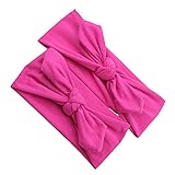 Lovoski 2点セット　ママ　ベビー　親子　蝶結び　ウサギの耳　ヘアバンド　ラップ　ヘッドバンド　髪留め　全8色 - ローズ