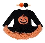 Effiku(エフィック) ベビー ハロウィン 衣装 かぼちゃロンパース チュチュスカート 仮装 コスチューム 女の子 パーティー ヘアバンド付き 3m-24m (M 70cm)