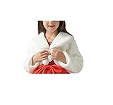 Candykids ポンポンリボン　ファー ボレロ ポンチョ カーディガン ケープ フォーマル　ガールズ　キッズ　子供 結婚式 七五三 発表会 披露宴 パーティ (M（4-7歳）, ホワイト)