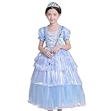 プリンセスなりきり フォーマルドレス 　お姫様ドレス　女児 キッズドレス　シンデレラ風ロング ワンピース＋王冠＋杖 (110サイズ)