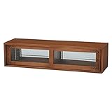 カウンター上収納ラック ( キッチン収納 スパイスラック ) 幅90cm 木製 ガラス引き戸付き カントリー調 ライトブラウン