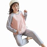 Spinas（スピナス） マタニティ あったかパジャマセット長袖 前開き 秋冬 授乳口付（XXXL,オレンジ）