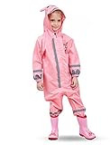 (チェリーレッド) CherryRed 子供 児童 女の子 レインコート レインスーツ 撥水加工 レインウェア 雨具 カッパ バイザー付き S ピンク