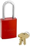 Master Lock 6835KALFRED High-Visibility Keyed-Alike Aluminum Padlock, Extra Length Shackle, Red by M